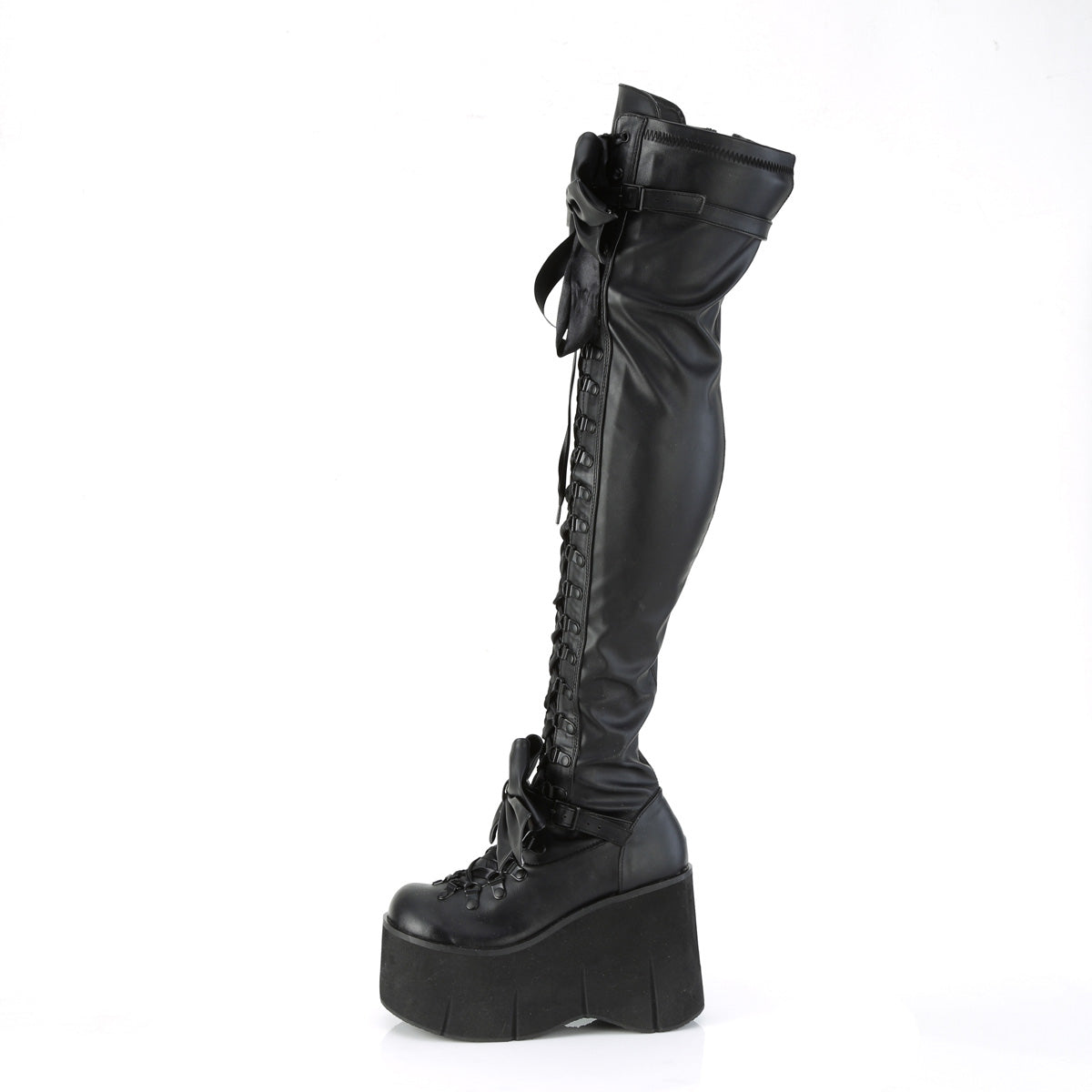 KERA-303 Demonia Black Stretch Vegan Leather Women's Over-the-Knee Boots [Demonia Cult Alternative Footwear]