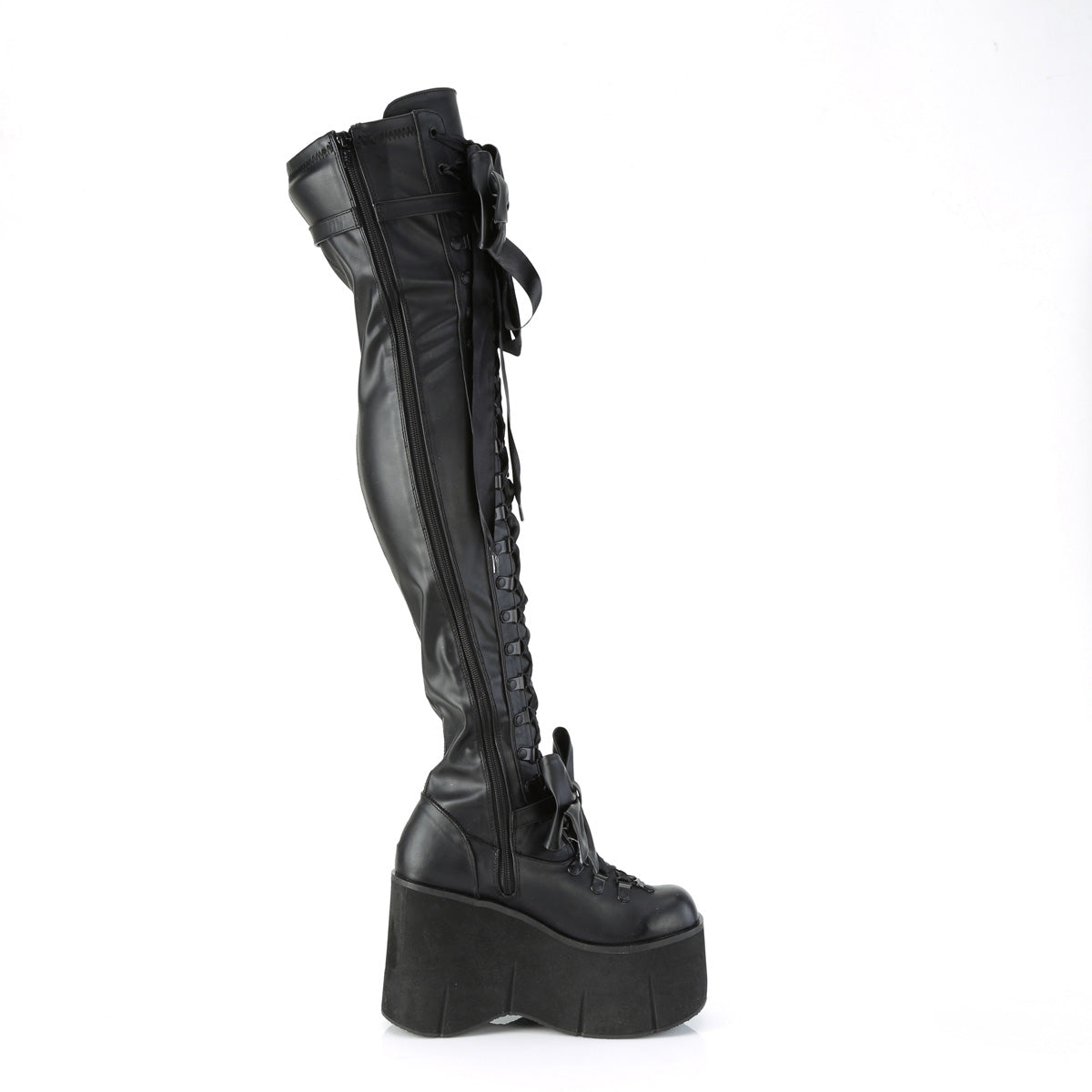 KERA-303 Demonia Black Stretch Vegan Leather Women's Over-the-Knee Boots [Demonia Cult Alternative Footwear]