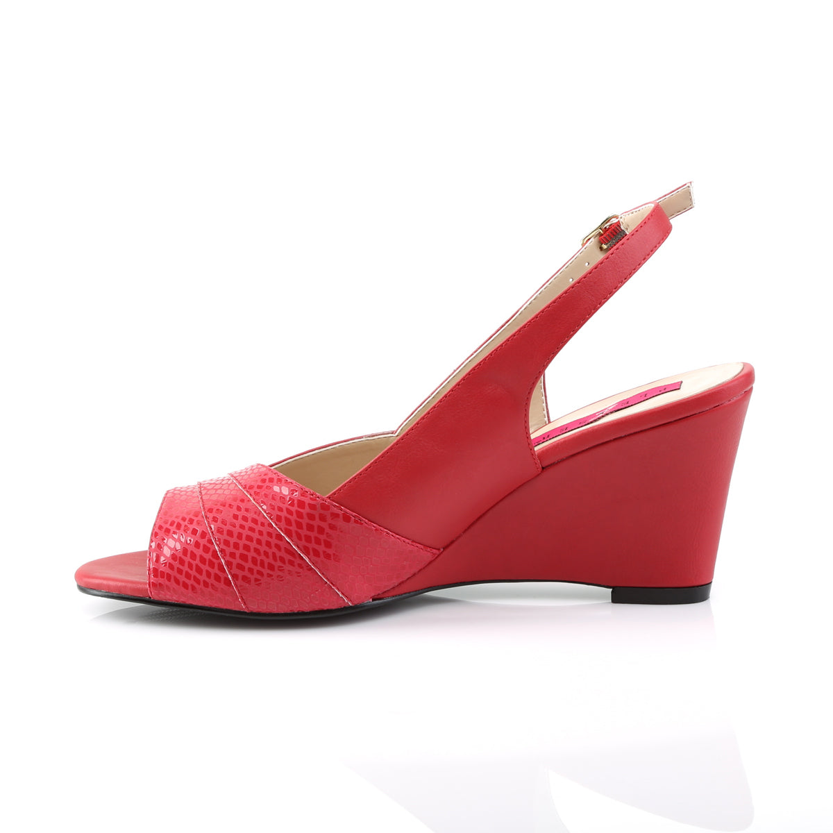 KIMBERLY-01SP Large Size Ladies Shoes Pleaser Pink Label Single Soles Red Faux Leather