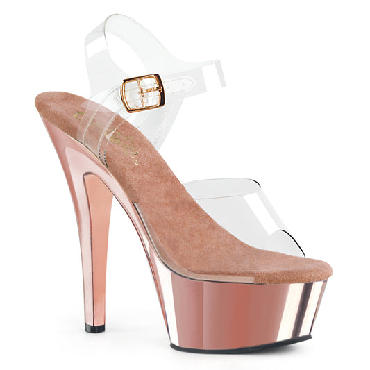 KISS-208 Strippers Heels Pleaser Platforms (Exotic Dancing) Clr/Rose Gold Chrome