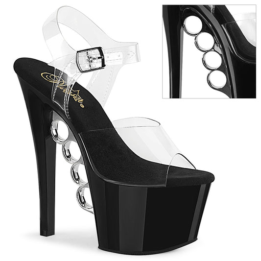 KNUCKS-708 Strippers Heels Pleaser Platforms (Exotic Dancing) Clr/Blk