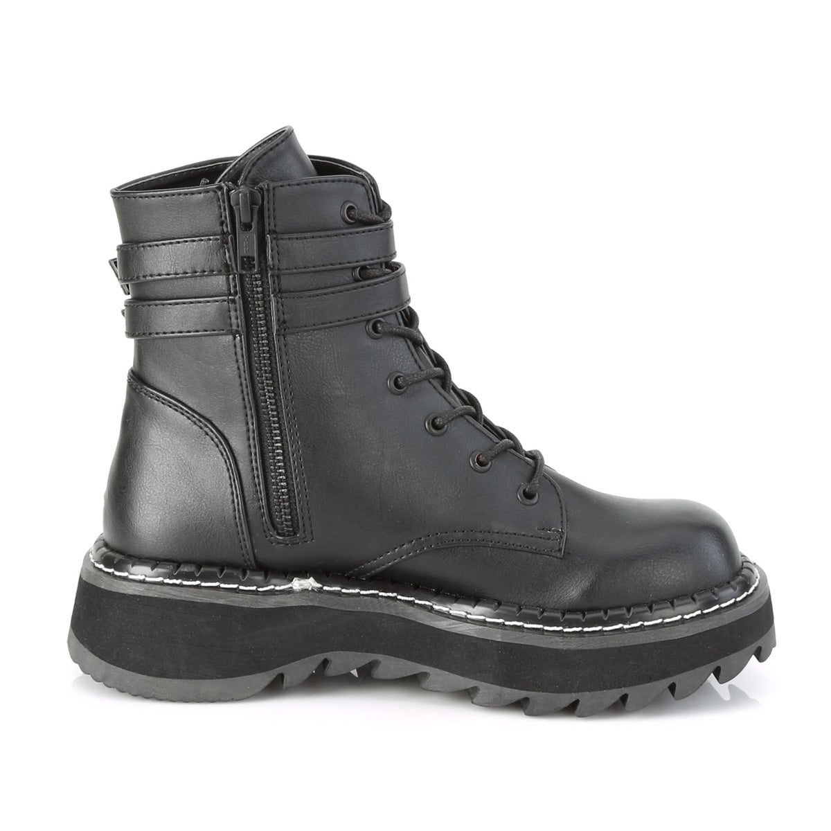 LILITH-152 Demonia Black Vegan Leather Women's Ankle Boots [Demonia Cult Alternative Footwear]
