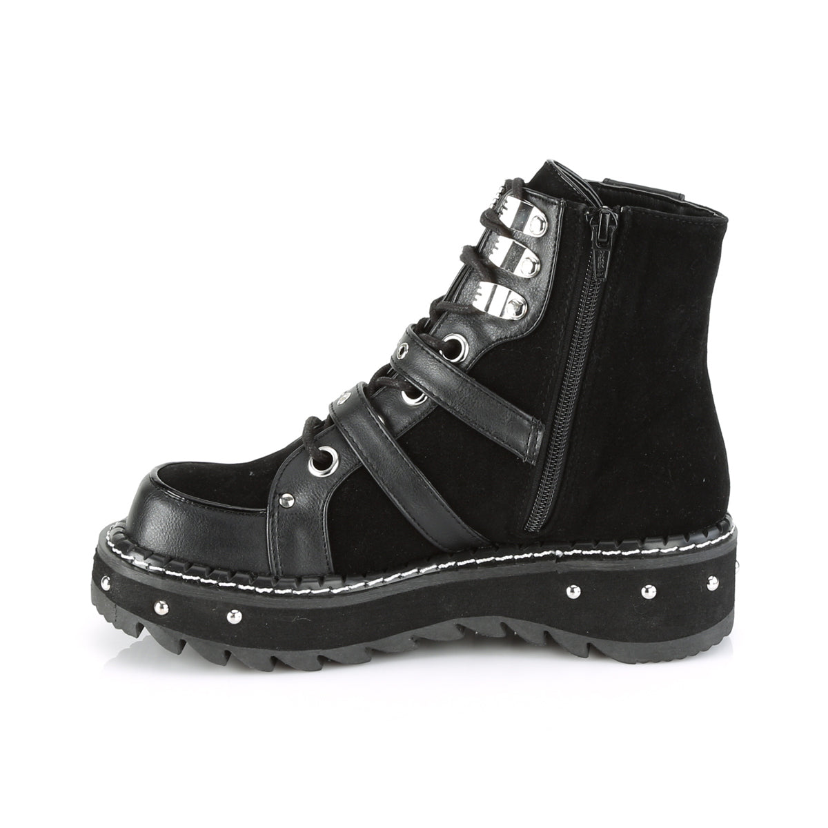 LILITH-278 Demonia Black Vegan Leather-Vegan Suede Women's Ankle Boots [Demonia Cult Alternative Footwear]