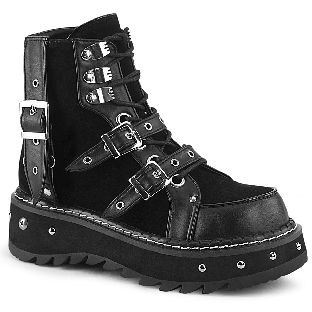 LILITH-278 Alternative Footwear Demonia Women's Ankle Boots Blk Vegan Leather-Vegan Suede