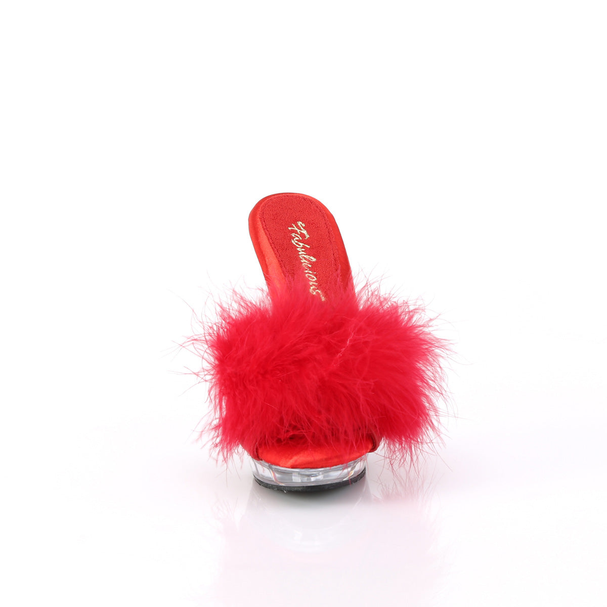 LIP-101-8 Fabulicious Red Satin-Fur/Clear Shoes [Sexy Shoes]