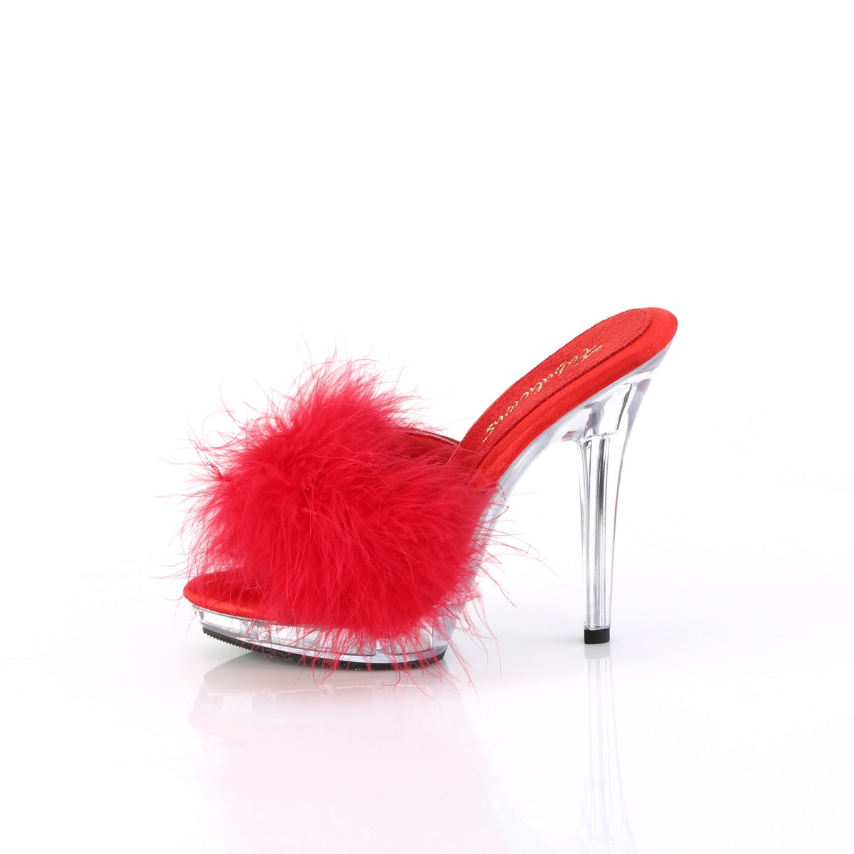 LIP-101-8 Fabulicious Red Satin-Fur/Clear Shoes [Sexy Shoes]