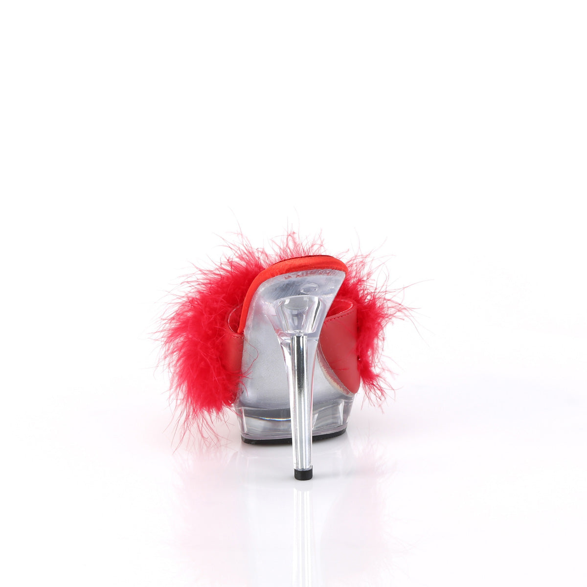 LIP-101-8 Fabulicious Red Satin-Fur/Clear Shoes [Sexy Shoes]