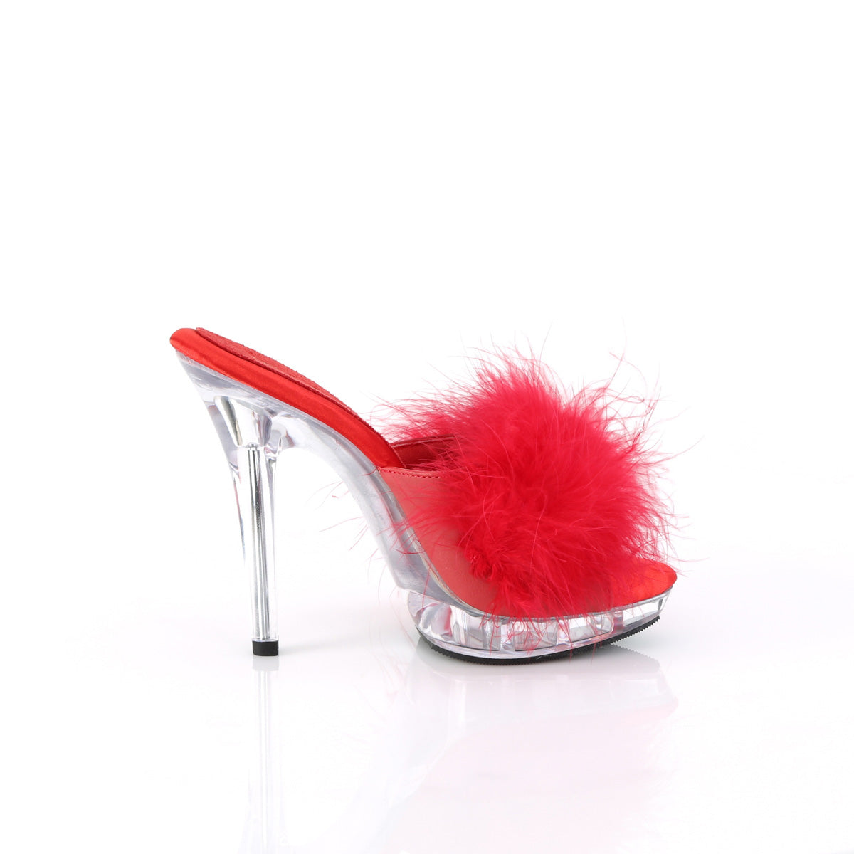 LIP-101-8 Fabulicious Red Satin-Fur/Clear Shoes [Sexy Shoes]