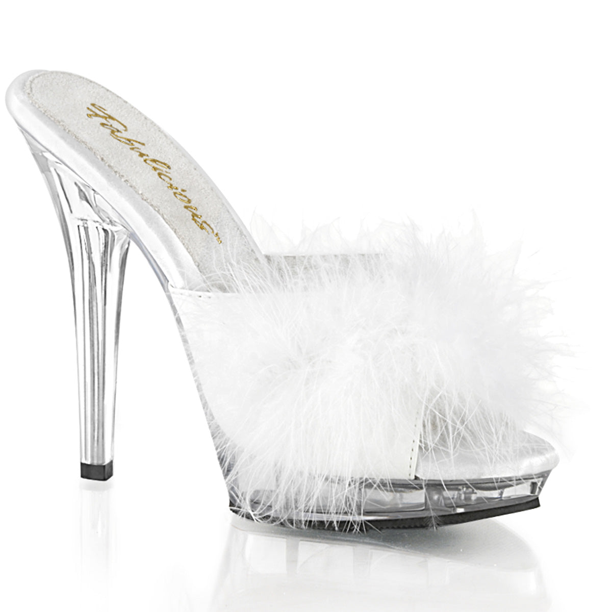 LIP-101-8 Exotic Dancing Fabulicious Shoes Wht Satin-Fur/Clr