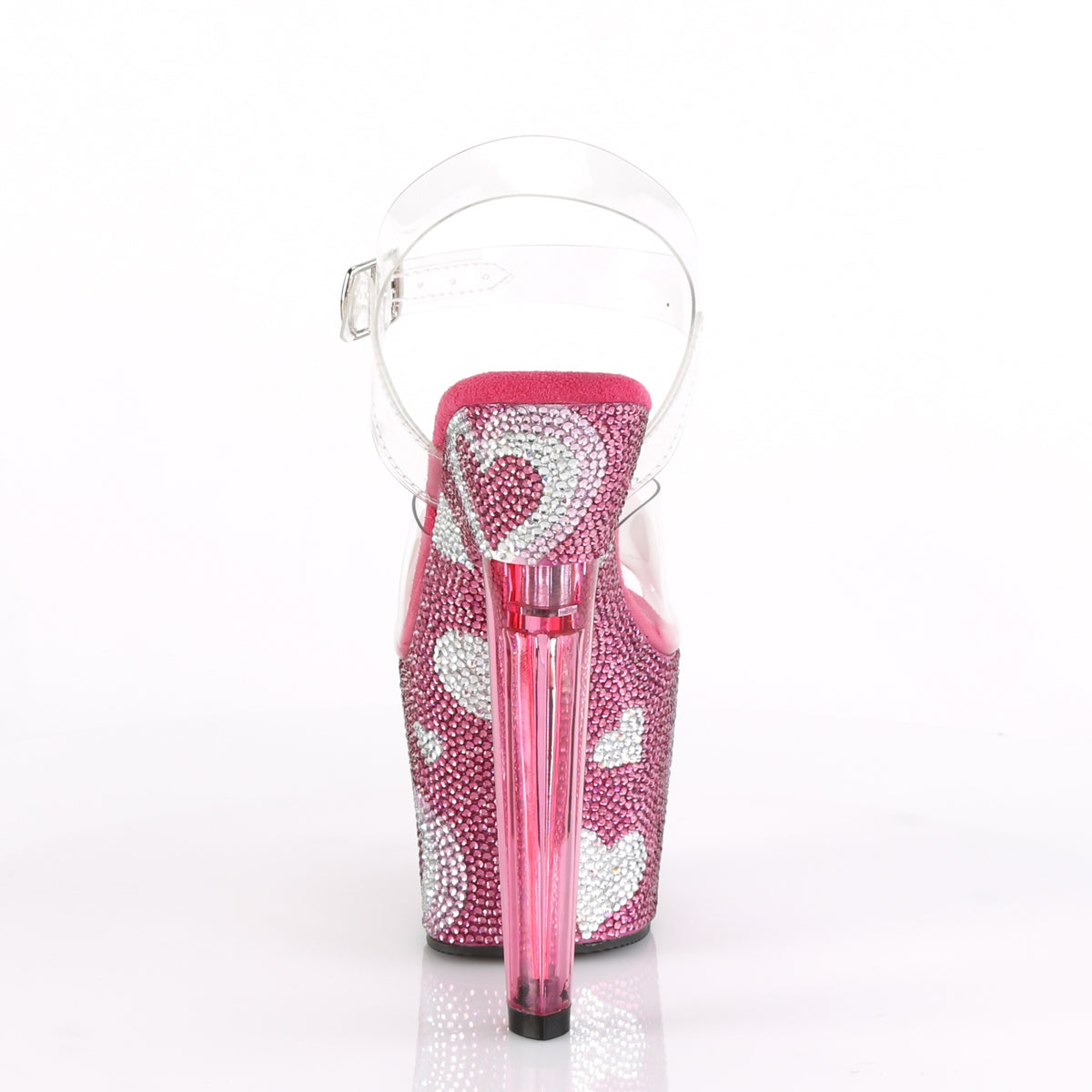 LOVESICK-708HEART Pleaser Clear/H Pink-White Rhinestones Platform Shoes [Exotic Dancer Shoes]