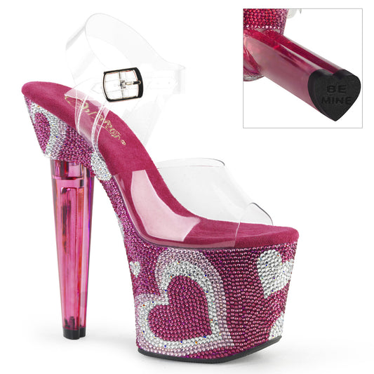 LOVESICK-708HEART Strippers Heels Pleaser Platforms (Exotic Dancing) Clr/H. Pink-Wht RS