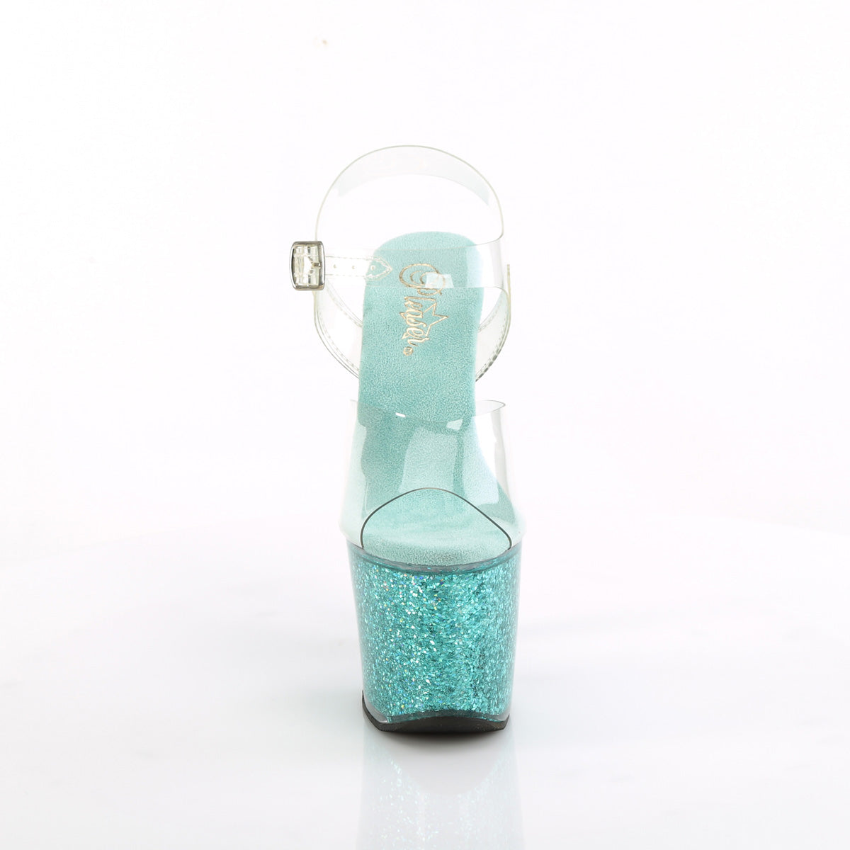 LOVESICK-708SG Pleaser Clear/Aqua multi Iridescent Glitters Platform Shoes [Exotic Dancer Shoes]