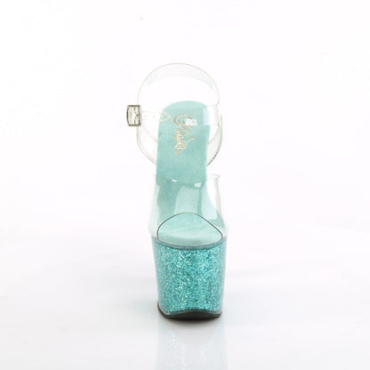 LOVESICK-708SG Pleaser Clear/Aqua Sexy Platform Shoes (Pole Dancing Heels)