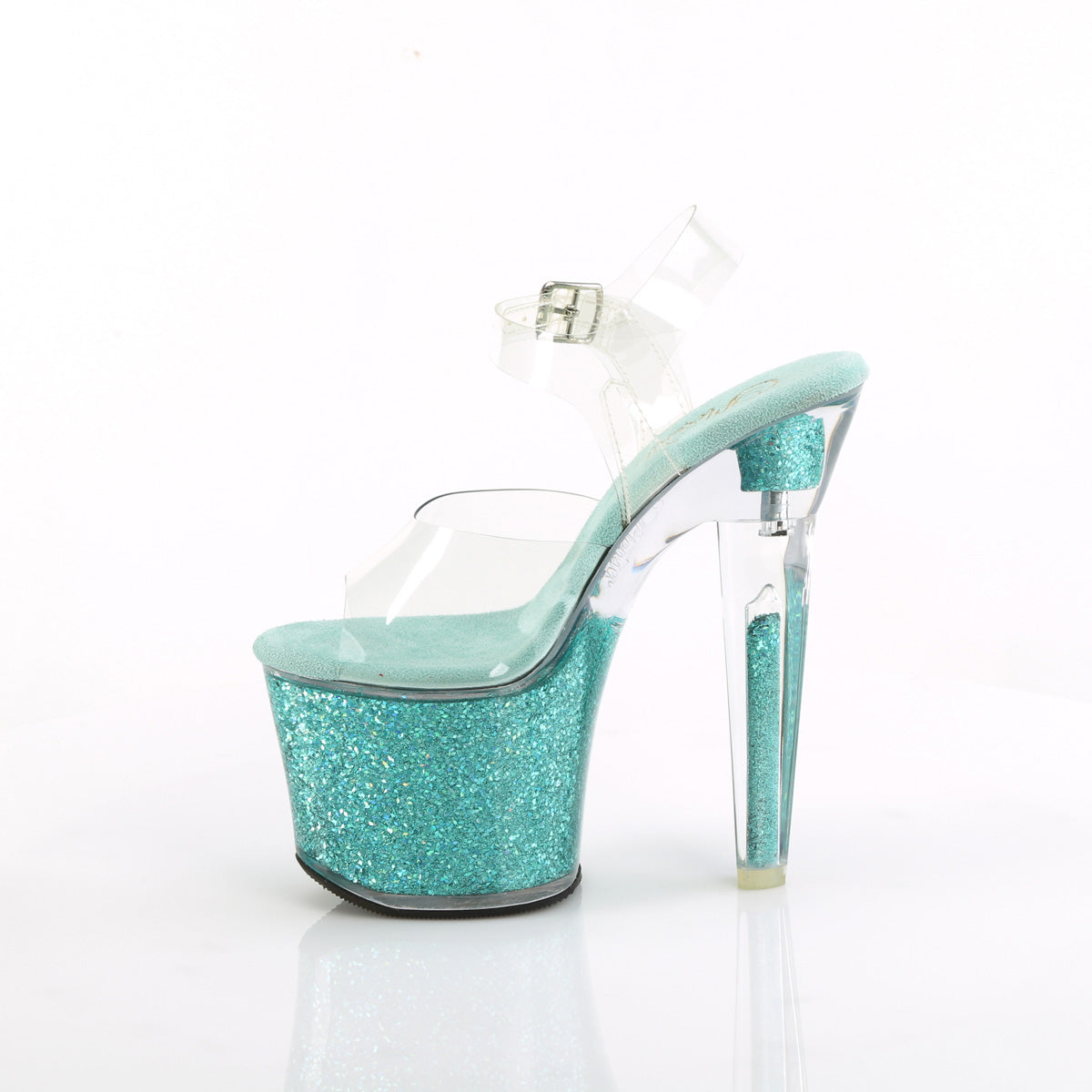 LOVESICK-708SG Pleaser Clear/Aqua multi Iridescent Glitters Platform Shoes [Exotic Dancer Shoes]