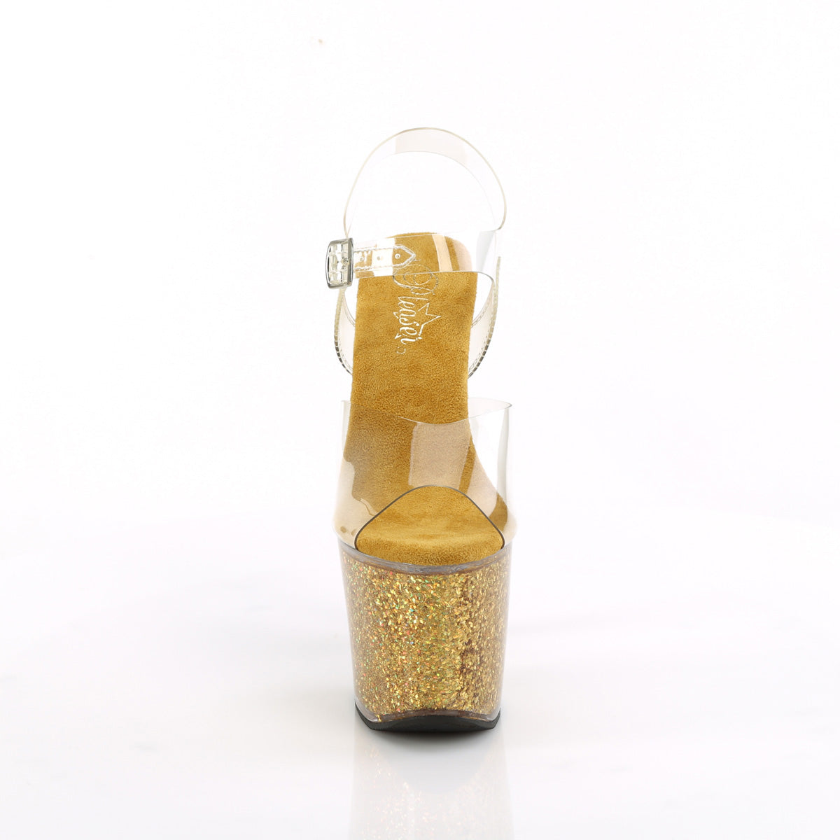 LOVESICK-708SG Pleaser Clear/Gold Multi Iridescent Glitters Platform Shoes [Exotic Dancer Shoes]