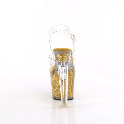 LOVESICK-708SG Pleaser Clear/Gold Chrome Sexy Platform Shoes (Pole Dancing Heels)