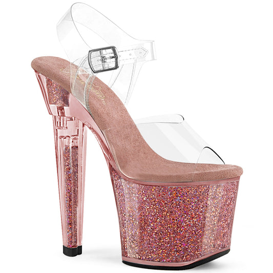 LOVESICK-708SG Pleaser Clear/Pink Multi Iridescent Glitters Platform Shoes [Exotic Dancer Shoes]