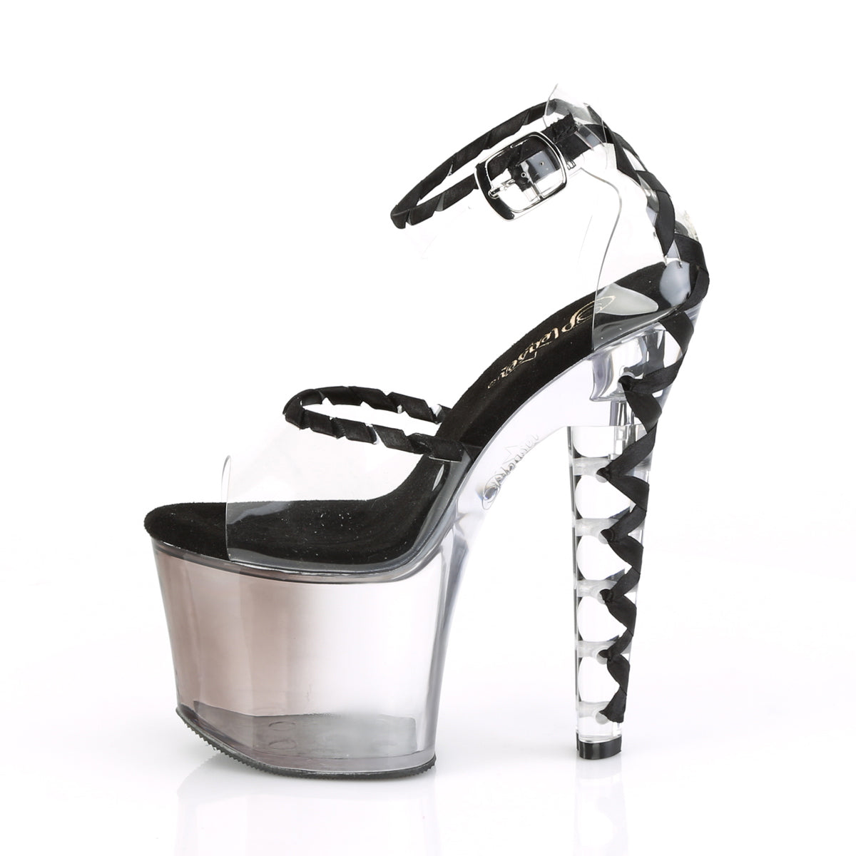 LOVESICK-712T Pleaser Clear-Black/Faded Black Platform Shoes [Exotic Dancer Shoes]