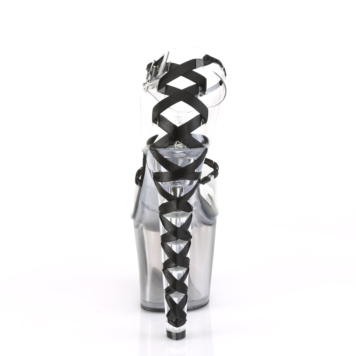 LOVESICK-712T Pleaser Clear-Black/Faded Black Platform Shoes [Exotic Dancer Shoes]