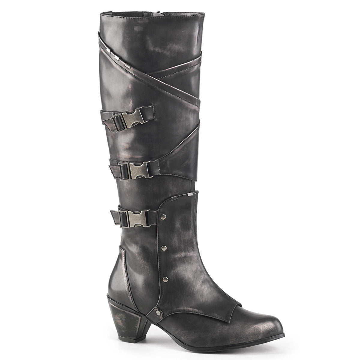 MAIDEN-8820 Fancy Dress Costume Funtasma Women's Boots Pewter Brush-Off Pu