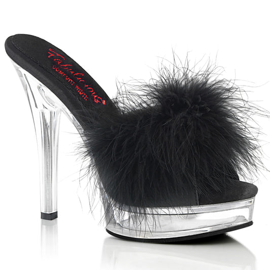 MAJESTY-501F-8 Exotic Dancing Fabulicious Shoes Blk Faux Leather-Fur/Clr