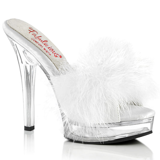 MAJESTY-501F-8 Exotic Dancing Fabulicious Shoes Wht Faux Leather-Fur/Clr