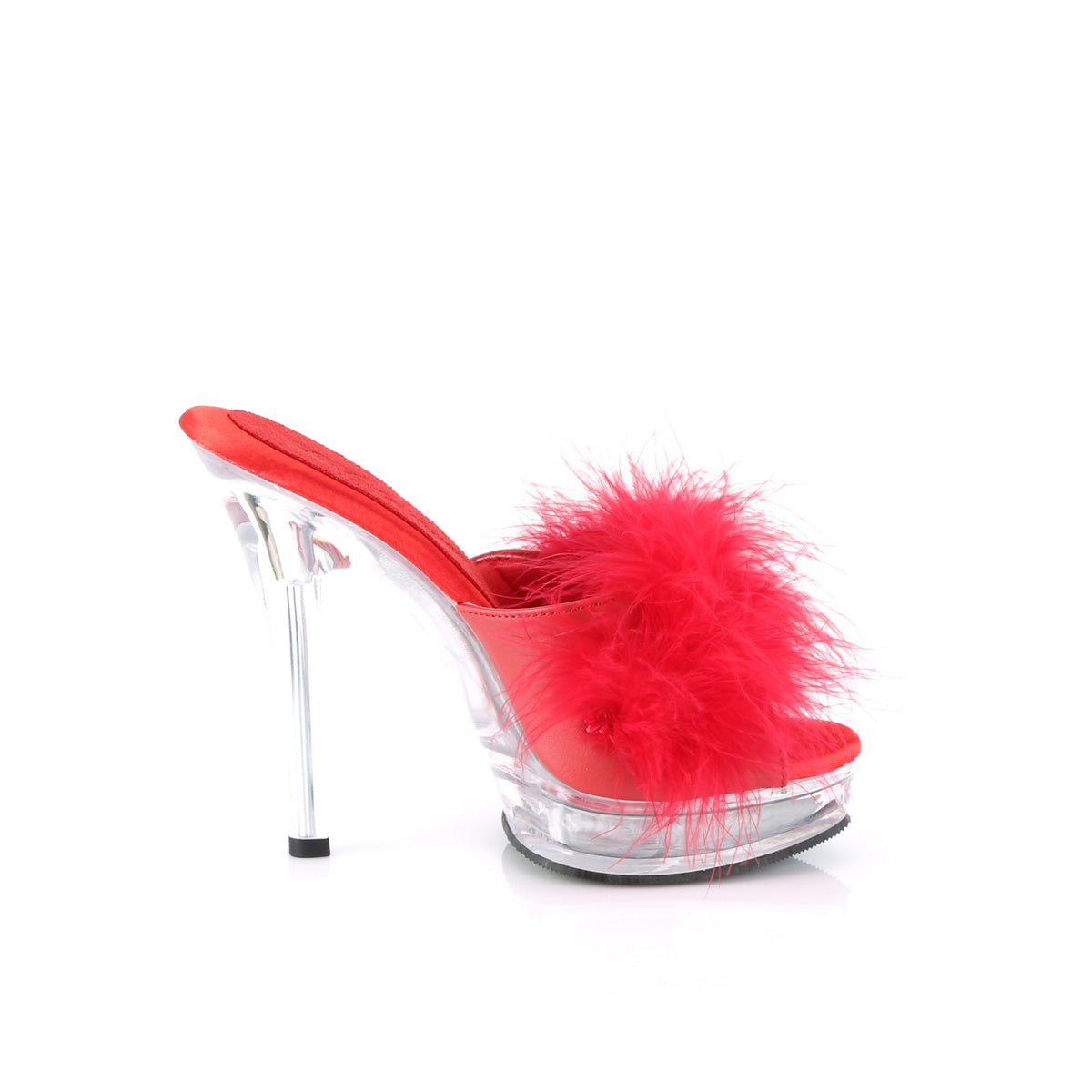 MAJESTY-501F-8 Fabulicious Red Faux Leather-Fur/Clear Shoes [Sexy Shoes]