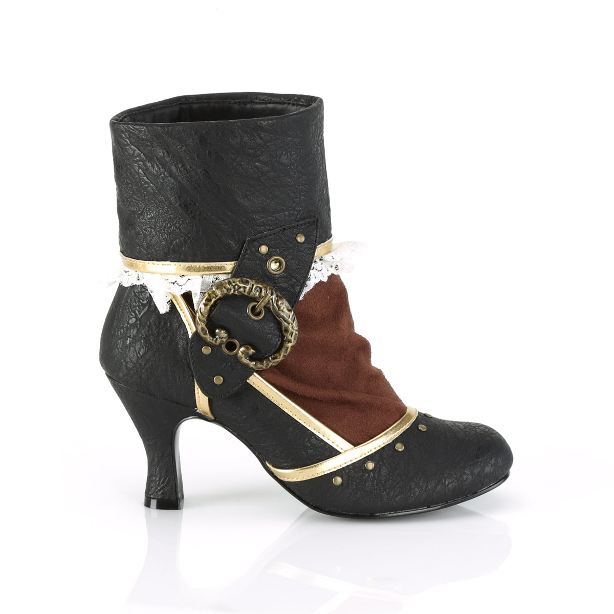 MATEY-115 Funtasma Fantasy Black Distressed Pu-Brown Microfiber Women's Boots [Fancy Dress Costume Shoes]
