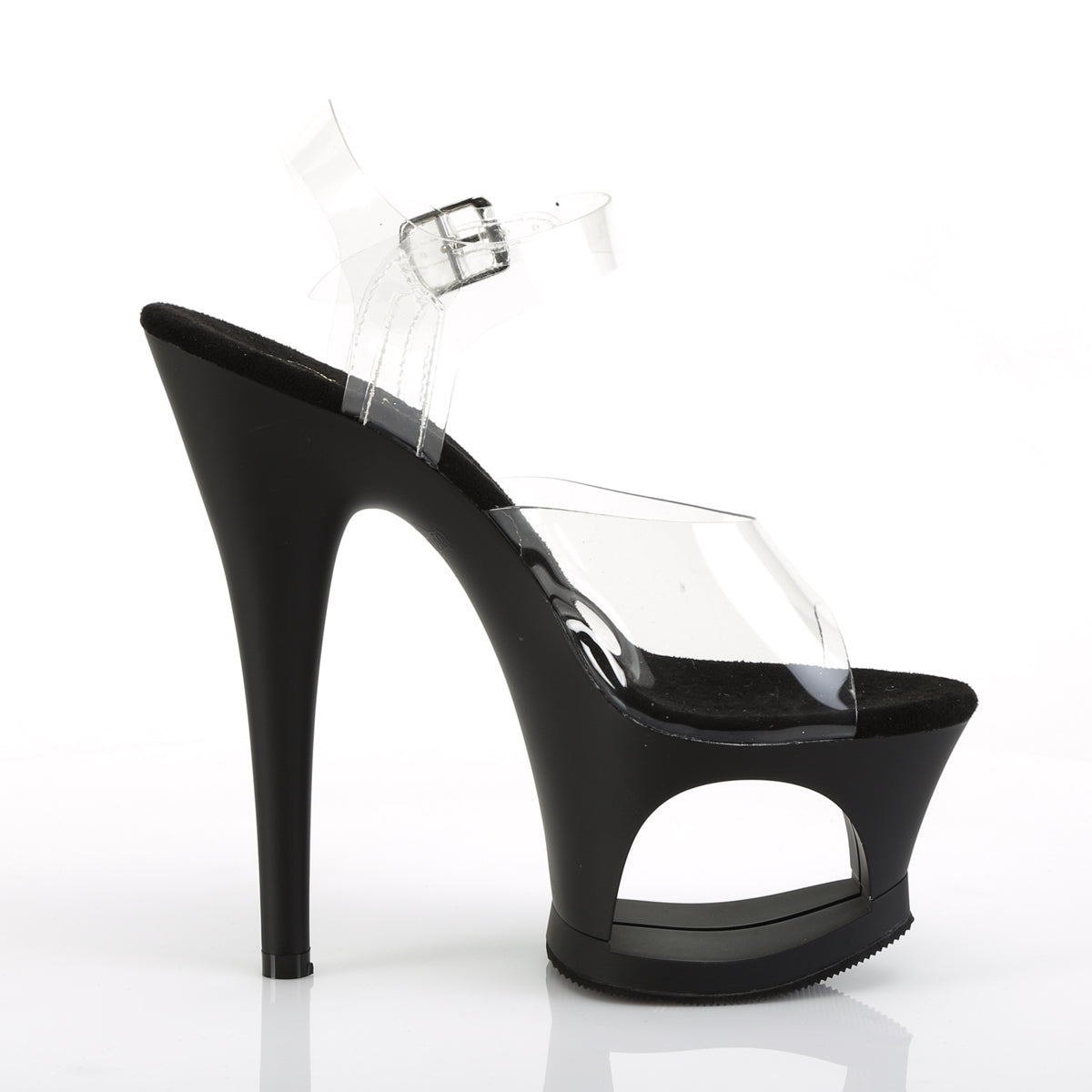 MOON-708 Pleaser Clear/Black Matte Platform Shoes [Pole Dance Shoes]