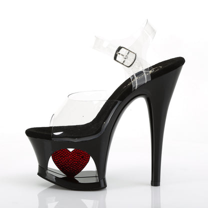 MOON-708HRS Pleaser Clear/Black/Red Sexy Platform Shoes (Pole Dancing Heels)
