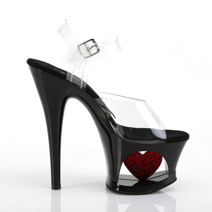 MOON-708HRS Pleaser Clear/Black/Red Sexy Platform Shoes (Pole Dancing Heels)