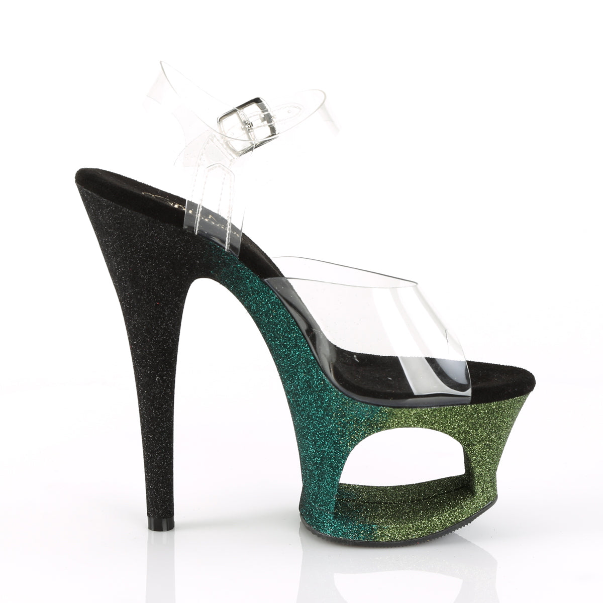 MOON-708OMBRE Pleaser Clear/Emerald-Black Ombre Platform Shoes [Sexy Shoes]