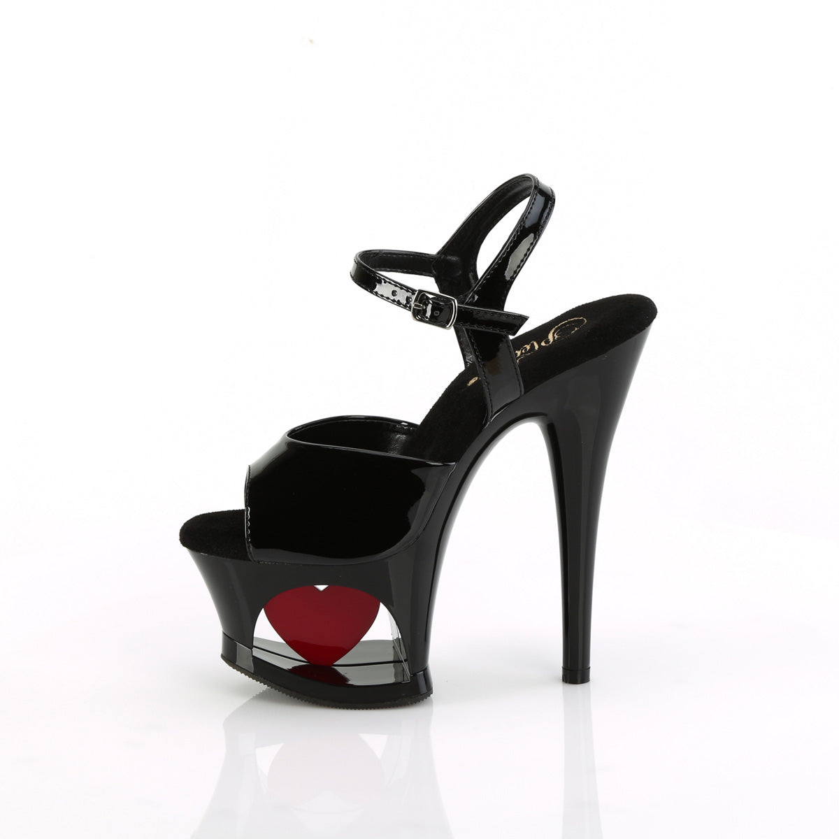 MOON-709H Pleaser Black Patent-Red Platform Shoes [Pole Dance Shoes]