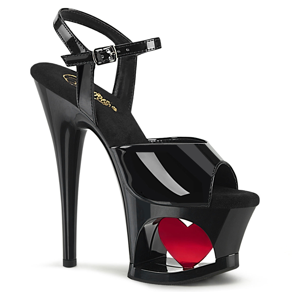 MOON-709H Pleaser Black Patent-Red Platform Shoes [Pole Dance Shoes]