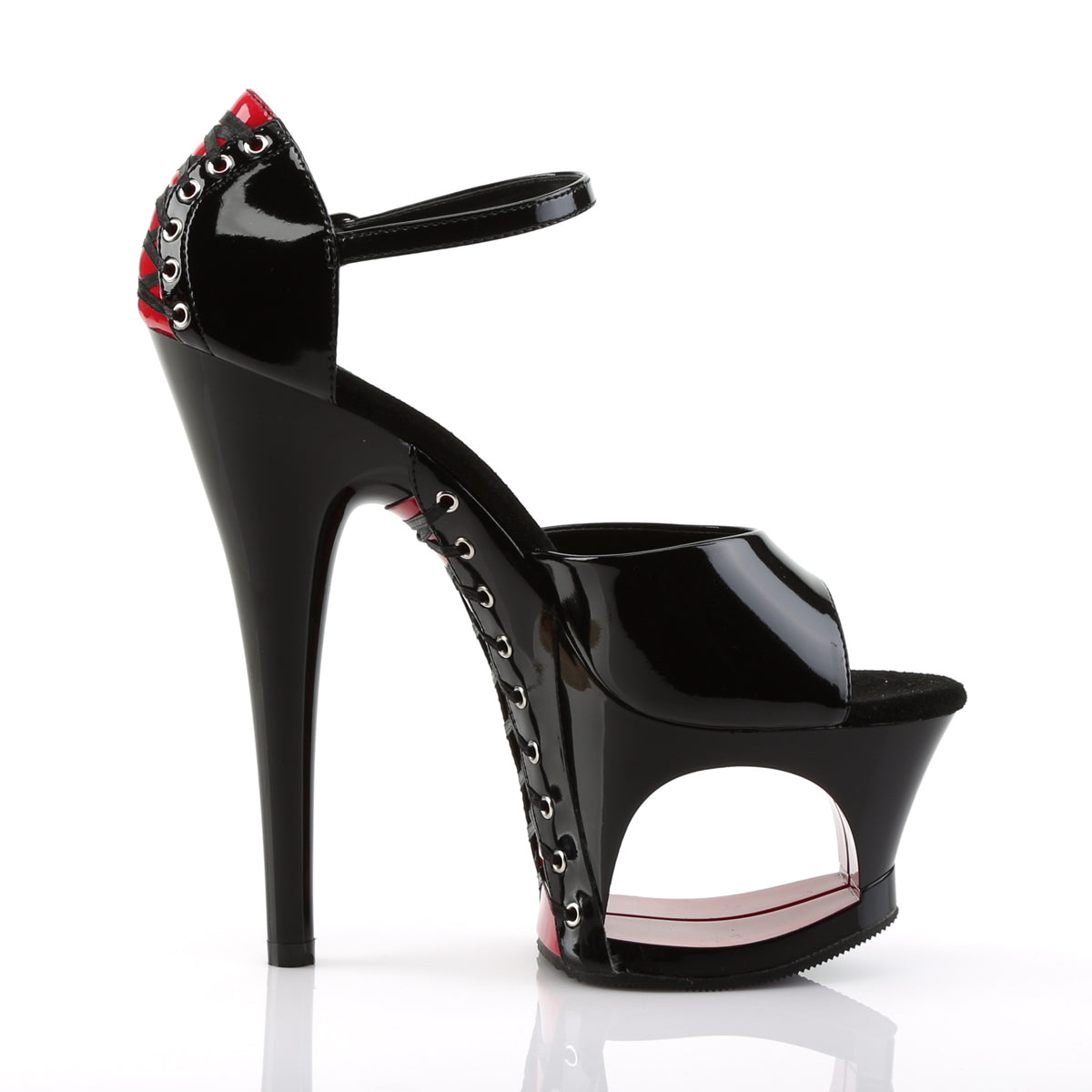 MOON-760FH Pleaser Black-Red Patent/Black Platform Shoes [Pole Dance Shoes]