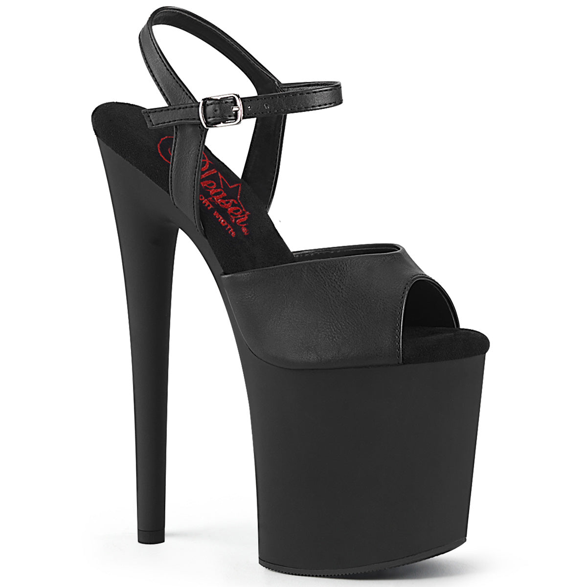 NAUGHTY-809 Pleaser Black Faux Leather/Black Matte Platform Shoes [Pole Dance Shoes]