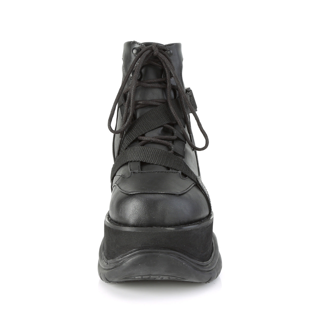NEPTUNE-181 Demonia Black Vegan Leather Unisex Platform Shoes & Boots [Demonia Cult Alternative Footwear]