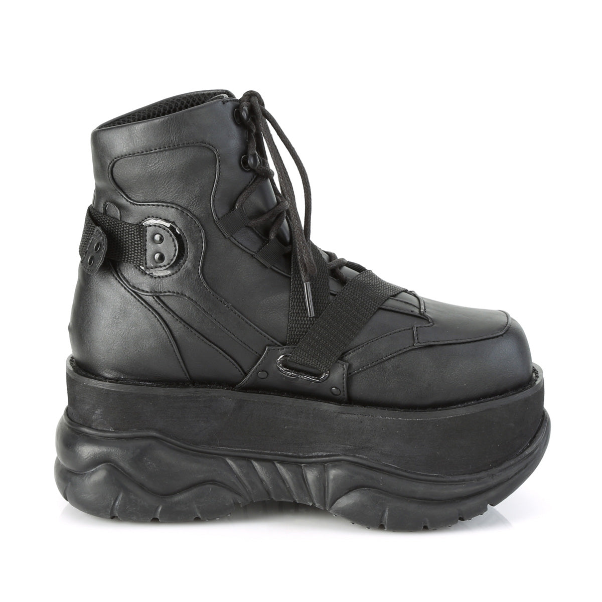 NEPTUNE-181 Demonia Black Vegan Leather Unisex Platform Shoes & Boots [Demonia Cult Alternative Footwear]