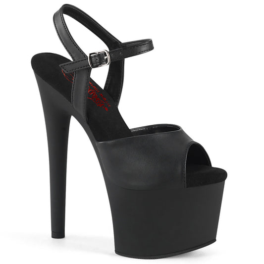 PASSION-709 Pleaser Black Faux Le/Black Matte Platform Shoes [Pole Dance Shoes]