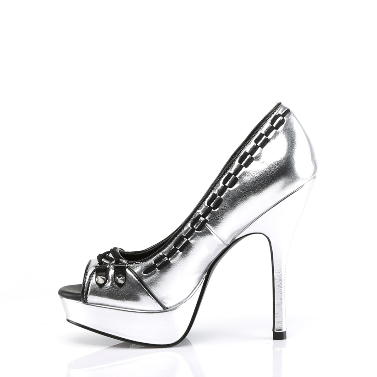 PIXIE-18 Demonia Silver Vegan Leather Women's Heels & Platform Shoes [Alternative Footwear]