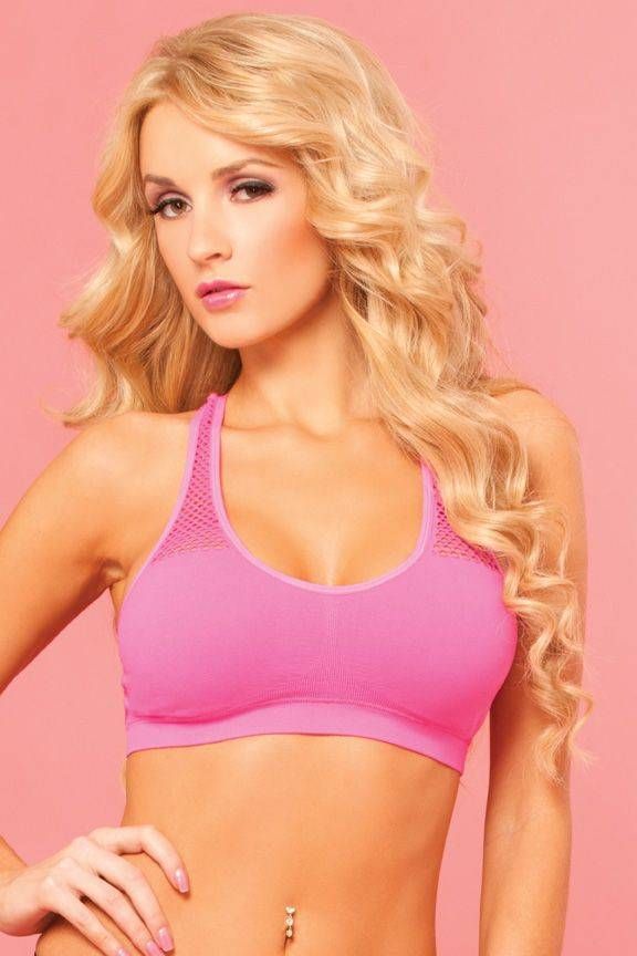 pl23016 Pink Lipstick Exotic Dancewear bedroom wear seamless sporty mesh bra