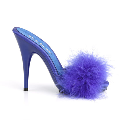 poise 501f Sexy High Heels fabulicious shoes blue satin marabou fur blue