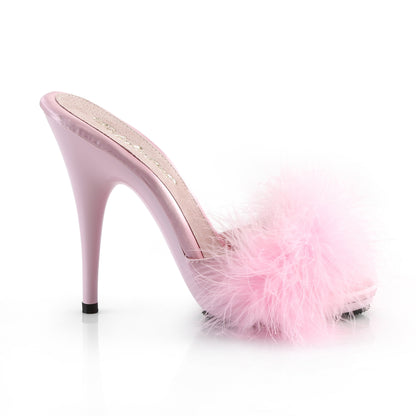 poise 501f Sexy High Heels fabulicious shoes b pink satin marabou fur b pink