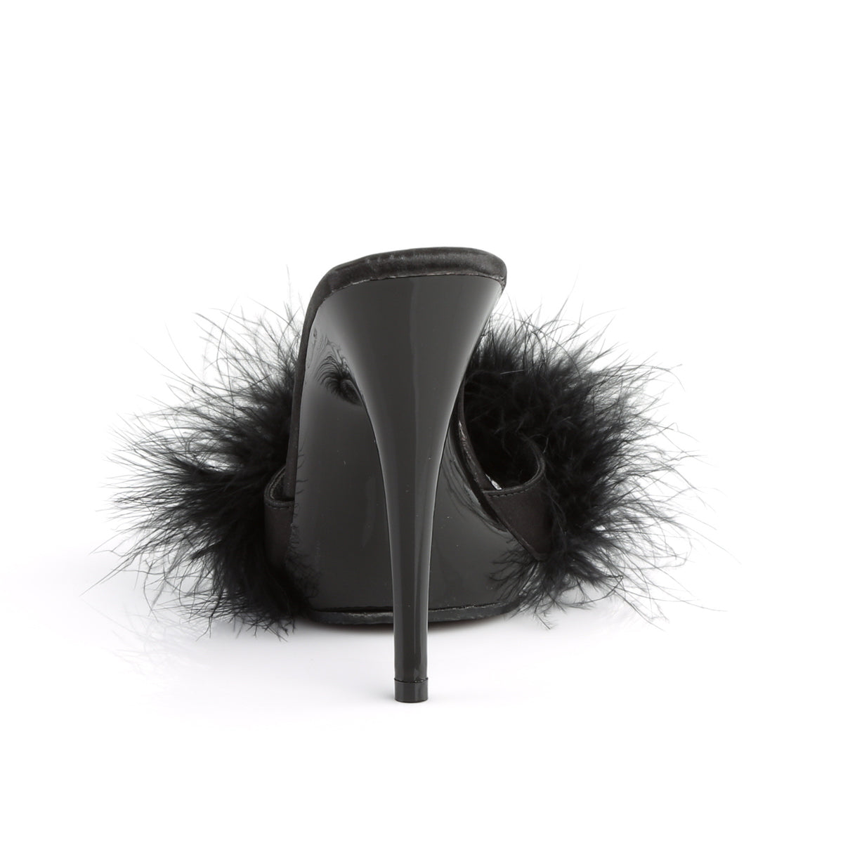 POISE-501F Fabulicious Black Satin-Marabou Fur/Black Shoes [Sexy Shoes]