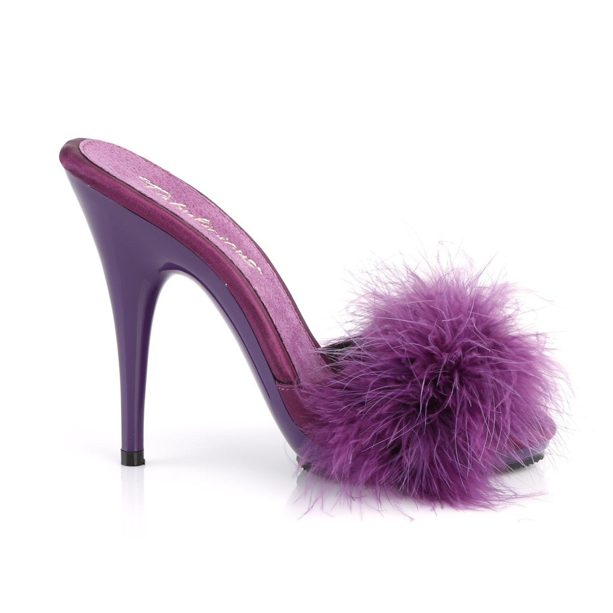 POISE-501F Fabulicious Purple Satin-Marabou Fur/Purple Shoes [Sexy Shoes]