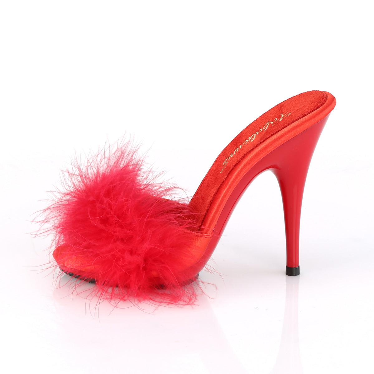 POISE-501F Fabulicious Red Satin-Marabou Fur/Red Shoes [Sexy Shoes]