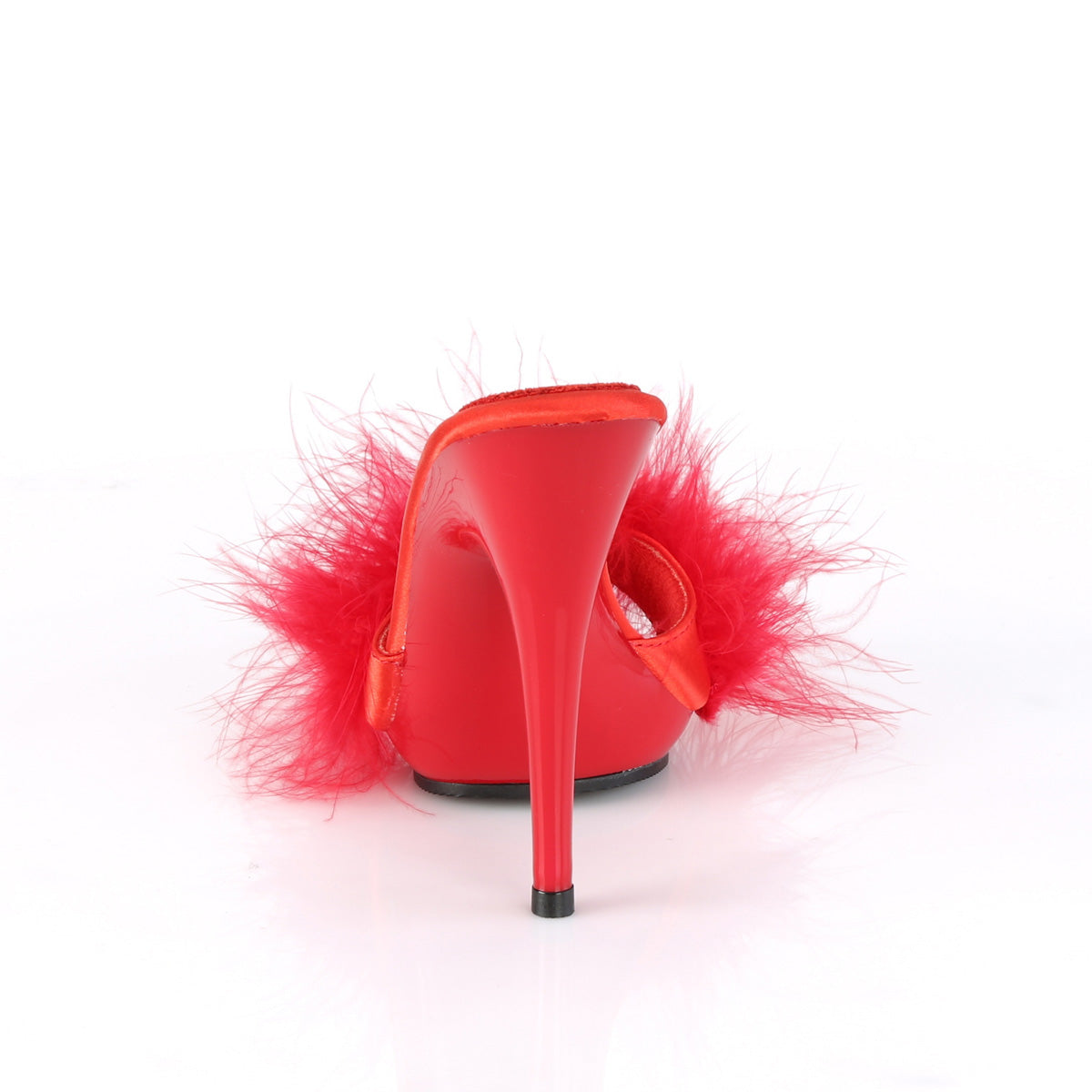 POISE-501F Fabulicious Red Satin-Marabou Fur/Red Shoes [Sexy Shoes]