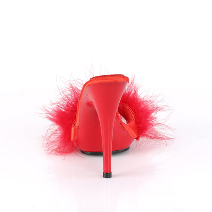 poise 501f Fetish Footwear fabulicious shoes red satin marabou fur red
