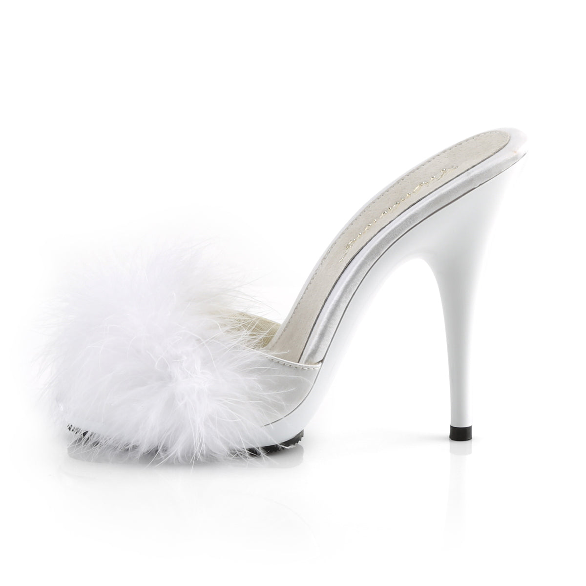 POISE-501F Fabulicious White Satin-Marabou Fur/White Shoes [Sexy Shoes]