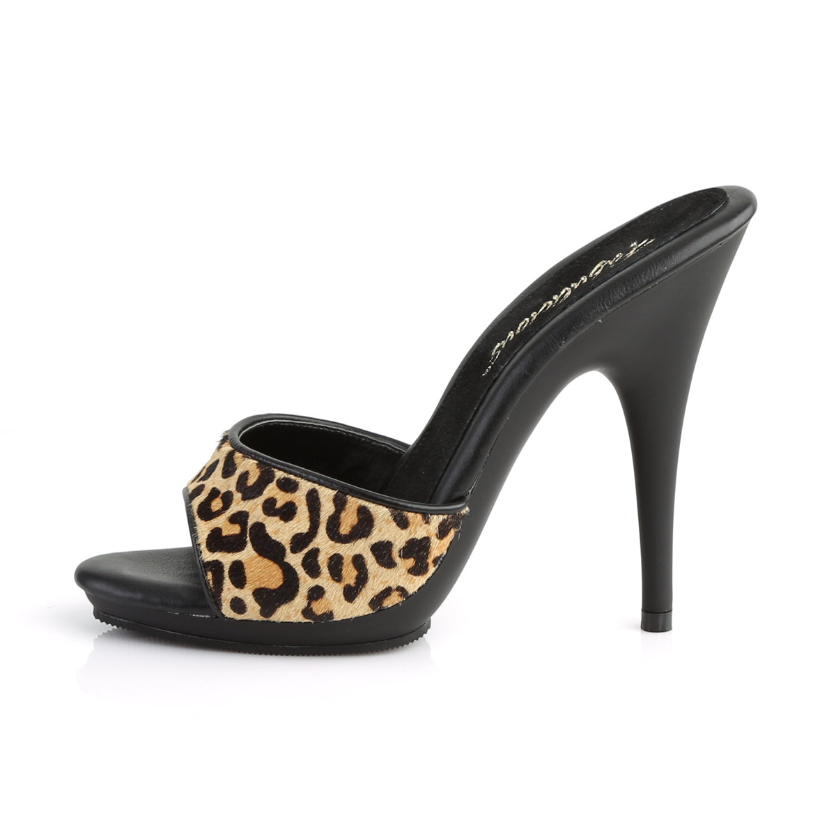 POISE-501FUR Fabulicious Leopard Print Fur/Black Matte Shoes [Sexy Shoes]